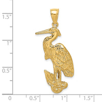 Load image into Gallery viewer, 14K Textured Standing Egret Bird Charm
