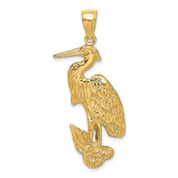 Load image into Gallery viewer, 14K Textured Standing Egret Bird Charm
