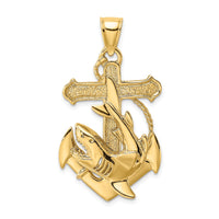 Load image into Gallery viewer, 14K 2-D Anchor with Shark Charm
