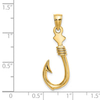 Load image into Gallery viewer, 14K 3-D Large Fish Hook with Rope Charm
