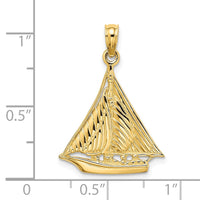 Load image into Gallery viewer, 14K Polished and Textured Sailboat Charm
