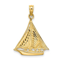 Load image into Gallery viewer, 14K Polished and Textured Sailboat Charm
