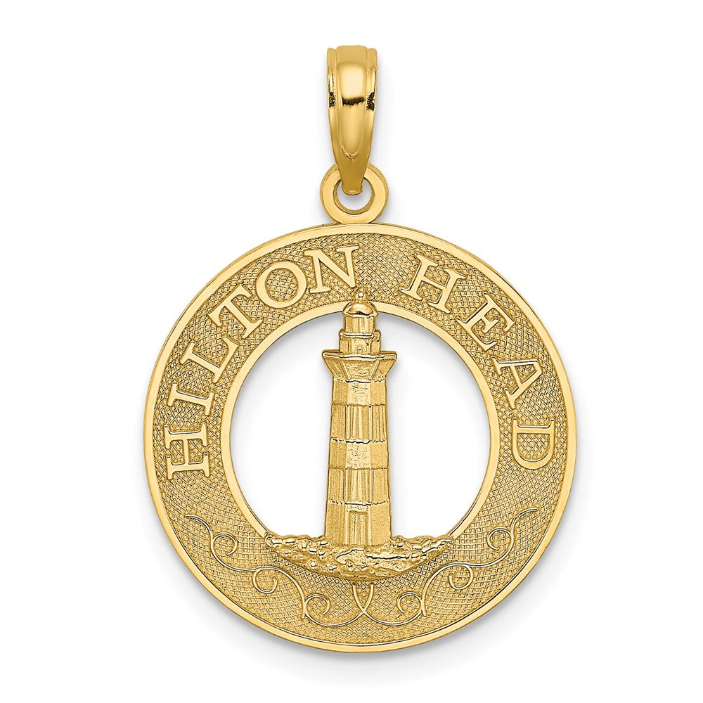 14K HILTON HEAD Lighthouse Round Charm