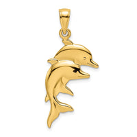 Load image into Gallery viewer, 14K 2-D Polished Double Dolphins Charm
