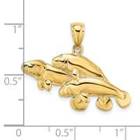 Load image into Gallery viewer, 14K 2-D /Polished Three Manatees Charm

