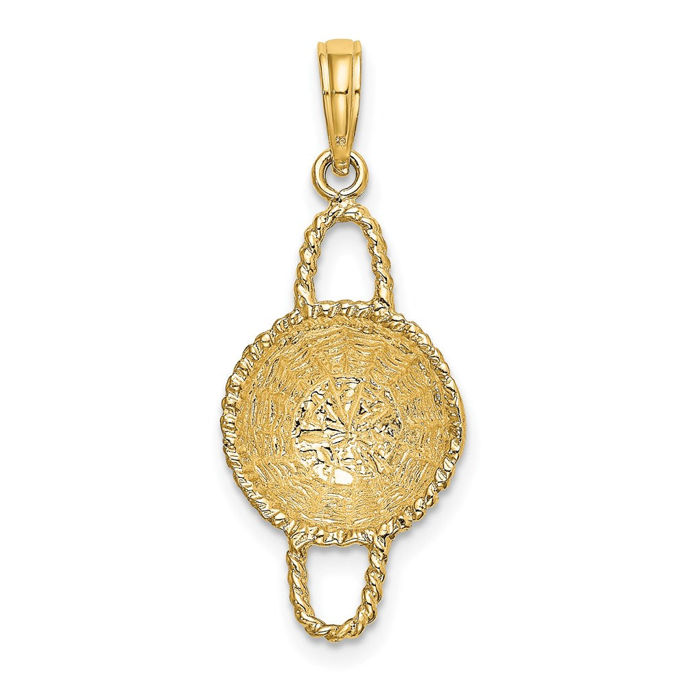14K 3-D 2 Handles Round Basket Charm