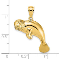 Load image into Gallery viewer, 14K 2-D /Polished Swimming Manatee Charm
