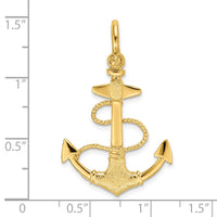 Load image into Gallery viewer, 14K 3-D Textured Anchor w/Rope and Shackle Bail Charm

