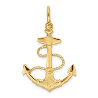 Load image into Gallery viewer, 14K 3-D Textured Anchor w/Rope and Shackle Bail Charm
