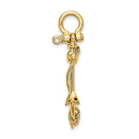 Load image into Gallery viewer, 14K 3-D Anchor W/Long T Bar and Shackle Bail Charm
