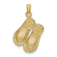 Load image into Gallery viewer, 14K Large Textured Strap Double Flip-Flop Charm
