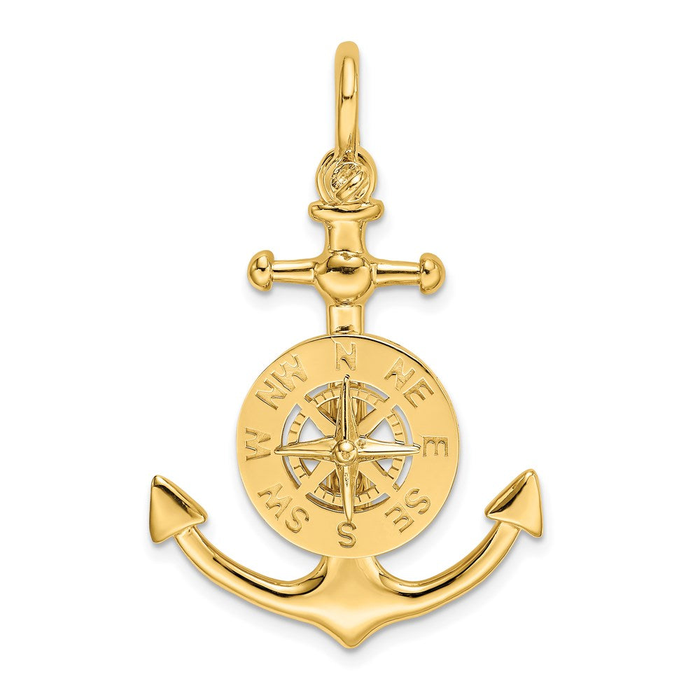 14K 3-D Small Anchor w/ Nautical Compass Charm