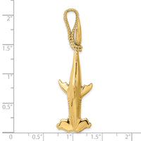 Load image into Gallery viewer, 14K 3-D Hammerhead Shark w/ Rope Bail Charm
