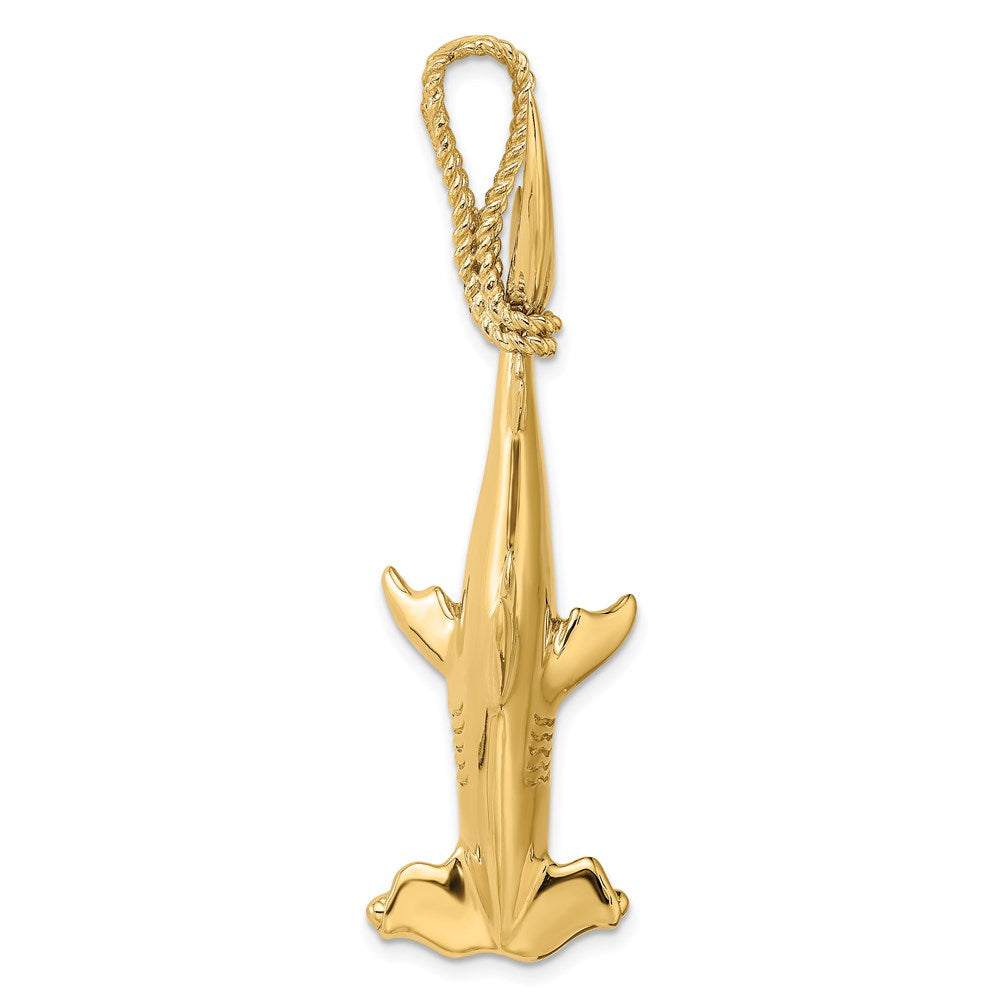 14K 3-D Hammerhead Shark w/ Rope Bail Charm
