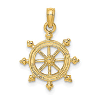 Load image into Gallery viewer, 14K 2-D Engraved Ship Wheel Charm
