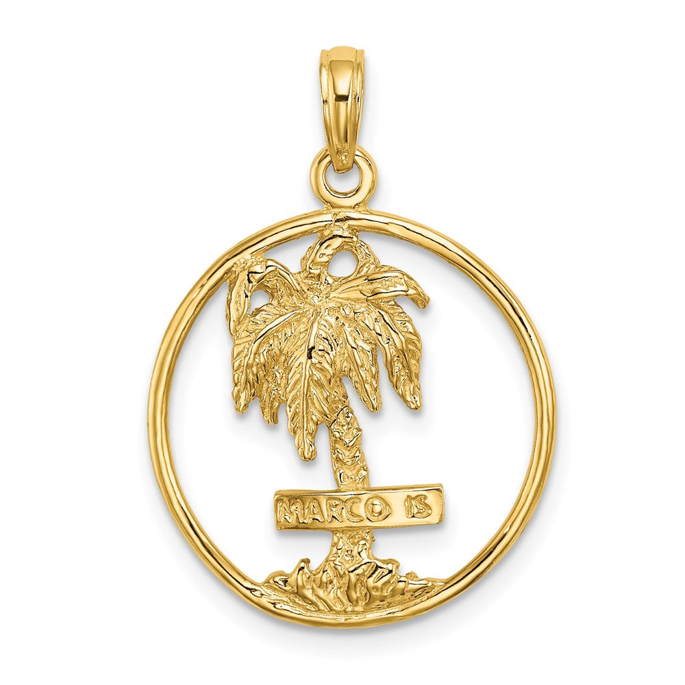 14K MARCO IS. Palm Tree Round Charm