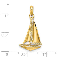 Load image into Gallery viewer, 14K 3-D Polished Sailboat Charm
