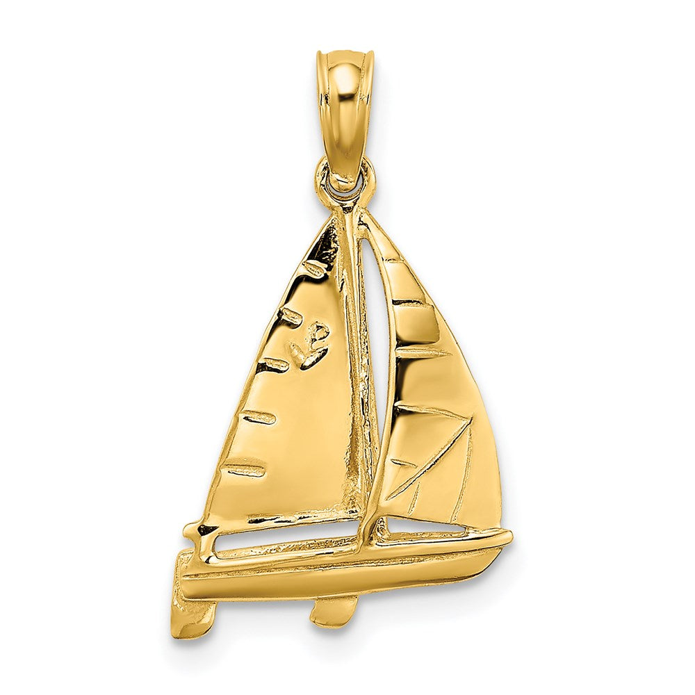 14K 3-D Polished SAILBOAT Charm