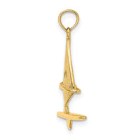 Load image into Gallery viewer, 14K 3-D Textured Windsail Surfing Board Charm

