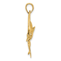 Load image into Gallery viewer, 14K 2-D Polished /Satin Blue Marlin Charm
