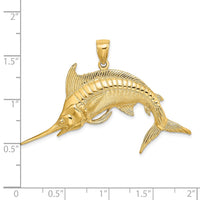 Load image into Gallery viewer, 14K 2-D Polished /Satin Blue Marlin Charm
