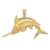 Load image into Gallery viewer, 14K 2-D Polished /Satin Blue Marlin Charm
