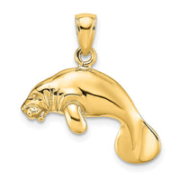Load image into Gallery viewer, 14K 3-D Polished Swimming Manatee Charm
