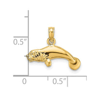 Load image into Gallery viewer, 14K 3-D Polished Swimming Manatee Charm

