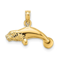 Load image into Gallery viewer, 14K 3-D Polished Swimming Manatee Charm
