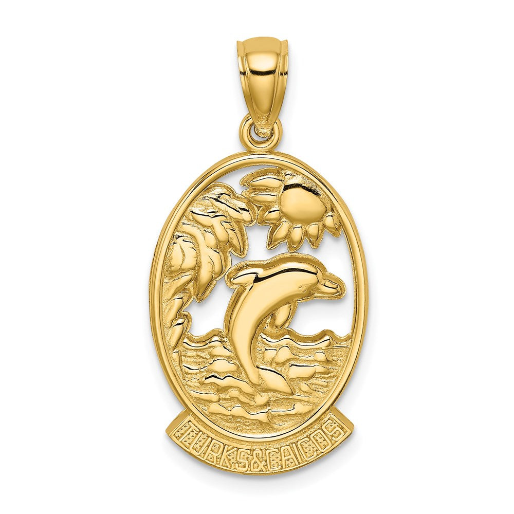 14K TURKS AND CAICOS w/Dolphin Sunset Scene Charm