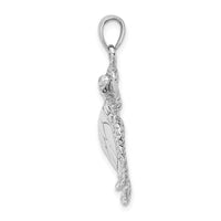 Load image into Gallery viewer, 14K White Gold Large Textured Swimming Sea Turtle Charm
