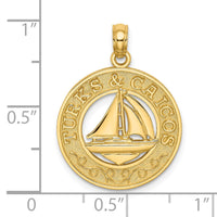 Load image into Gallery viewer, 14K TURKS AND CAICOS Circle w/ Sailboat Charm
