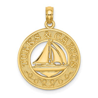 Load image into Gallery viewer, 14K TURKS AND CAICOS Circle w/ Sailboat Charm
