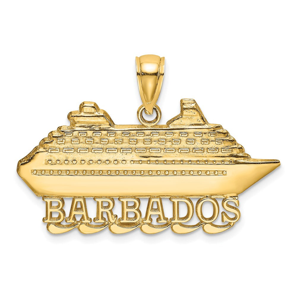 14K Polished BARBADOS Cruise Ship Charm