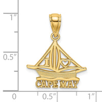 Load image into Gallery viewer, 14K I HEART CAPE MAY w/ Cut-Out Boat Charm
