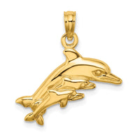 Load image into Gallery viewer, 14K Dolphin w/ 2 Baby Dolphins Charm
