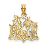Load image into Gallery viewer, 14K I LOVE MY MARINE Pendant

