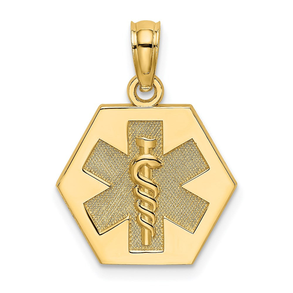 14K Caduceus Textured Back Medical Charm