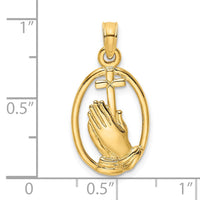 Load image into Gallery viewer, 14K Praying Hands and Cross In Oval Charm
