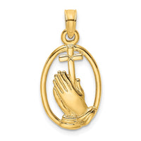 Load image into Gallery viewer, 14K Praying Hands and Cross In Oval Charm
