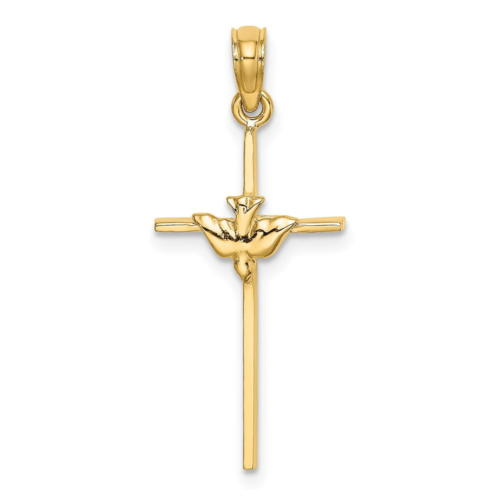 14K Dove On Stick Cross Charm