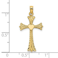 Load image into Gallery viewer, 14K Polished and Engraved Cross W/ Heart Charm
