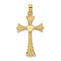 Load image into Gallery viewer, 14K Polished and Engraved Cross W/ Heart Charm
