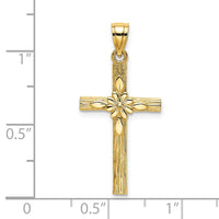 Load image into Gallery viewer, 14K Cross w/ Flower Charm
