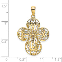 Load image into Gallery viewer, 14K Cut-Out w/ Rounded Tips Filigree Cross Charm
