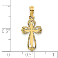 Load image into Gallery viewer, 14K Polished and Cut-Out Engraved Cross Charm
