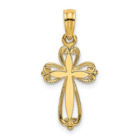 Load image into Gallery viewer, 14K Polished and Cut-Out Engraved Cross Charm

