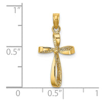 Load image into Gallery viewer, 14K 3-D Engraved Polished Twisted Cross Charm
