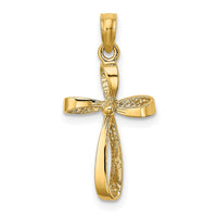 Load image into Gallery viewer, 14K 3-D Engraved Polished Twisted Cross Charm
