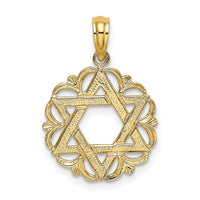 Load image into Gallery viewer, 14K Star Of David In Scalloped Circle Charm

